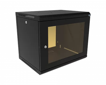 Шкаф телекоммуникационный настенный разборный МИКсистем 19" Keys 9U 600x450  дверь стекло черный