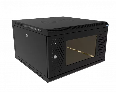 Шкаф телекоммуникационный настенный разборный МИКсистем 19" Keys 6U 600x600  дверь перфорация+стекло черный